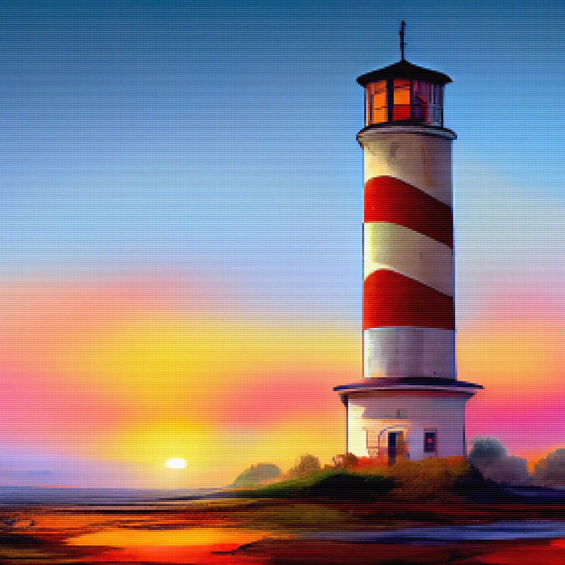 Herfst Zonsondergang Vuurtoren| Diamond Painting