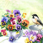 Afbeelding in Gallery-weergave laden, Vogel Met Viooltjesbloemen| Diamond Painting
