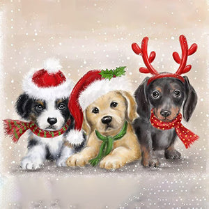 Kerst Puppy'S| Diamond Painting