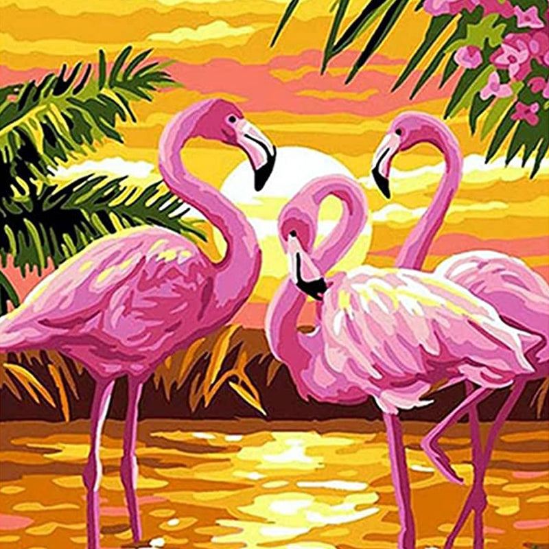 Flamingo In Zonsondergang| Diamond Painting