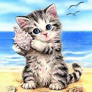 Kitten Met Schelp| Diamond Painting