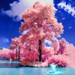 Afbeelding in Gallery-weergave laden, Roze Boom Aan Het Aquameer| Diamond Painting
