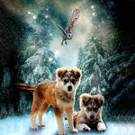 Afbeelding in Gallery-weergave laden, Puppy&#39;S In Een Besneeuwde Nacht| Diamond Painting
