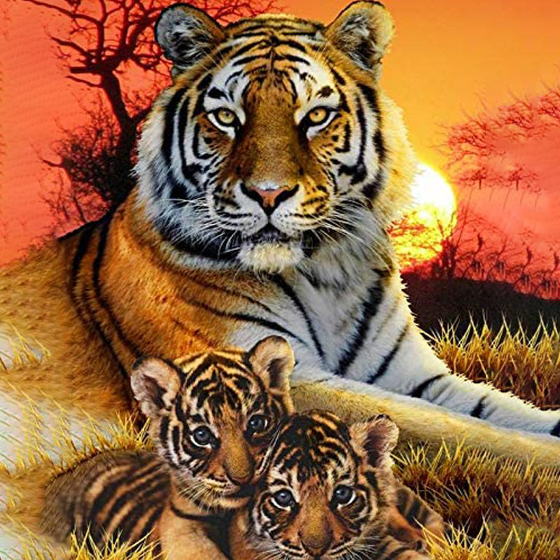 Tijger Met Welpen| Diamond Painting