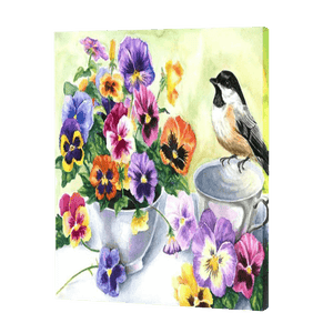 Vogel Met Viooltjesbloemen| Diamond Painting