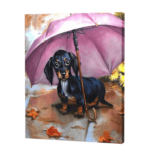 Hond In Een Paraplu| Diamond Painting