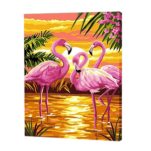 Flamingo In Zonsondergang| Diamond Painting