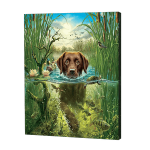 Zwemmende Hond| Diamond Painting