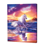 Afbeelding in Gallery-weergave laden, Wit Paard Op Het Strand| Diamond Painting
