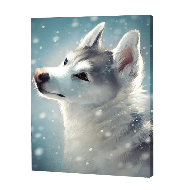 Witte Wolf In De Sneeuw| Diamond Painting