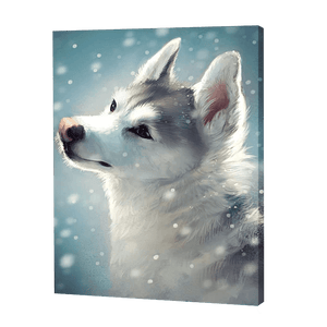 Witte Wolf In De Sneeuw| Diamond Painting
